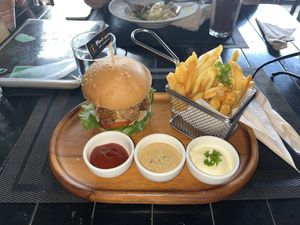 V chicken burger  at Plant-erian in Krabi