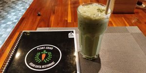 Matcha soy latte at Plant-erian in Krabi