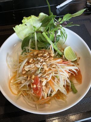 Papaya Salad.  They do not use oil or MSG!  This was so good!    at Plant-erian in Krabi