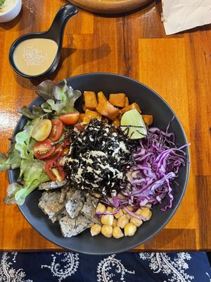 Chickpea and tofu bowl  at Plant-erian in Krabi