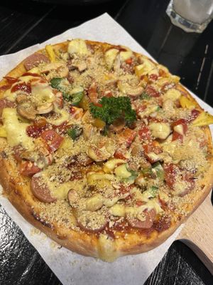 Hawaiian pizza   at Plant-erian in Krabi
