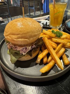 Tonkatsu burger  at Plant-erian in Krabi