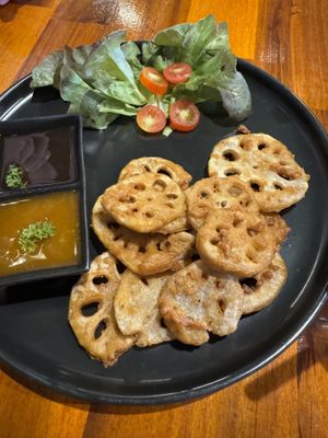 Fried lotus  at Plant-erian in Krabi