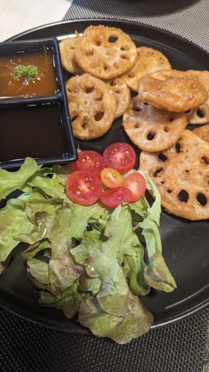 Fried lotus root at Plant-erian in Krabi