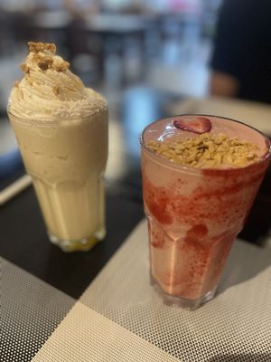 Caramel and strawberry shake at Plant-erian in Krabi