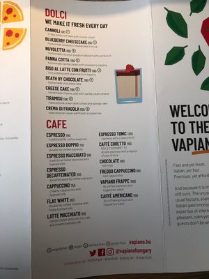 v = vegetarian ve = vegan  at Vapiano in Budapest