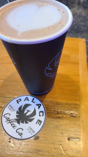 Mocha-Brown Sugar and Oatmilk with lots of love and talent at Palace Coffee Company in Amarillo