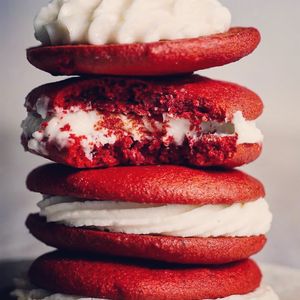 Red velvet whoopies  at News Bar Cafe in New York City