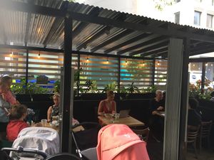 Outdoor seating at News Bar Cafe in New York City