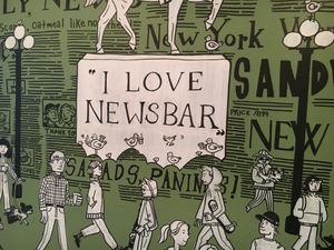 Wall art at News Bar Cafe in New York City