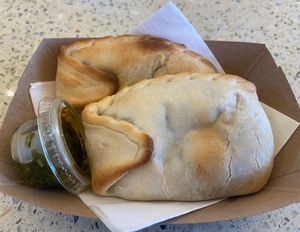 Vegan empanadas with chimichurri  at Dart in Santa Barbara