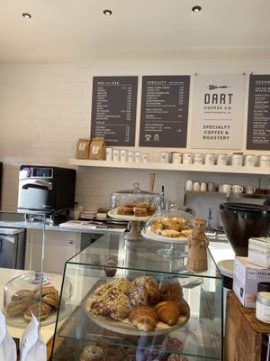 Front of store with pastries and drink menu!   at Dart in Santa Barbara