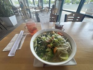  Vegan Soup with should made lemon soda.  at Pho Claire in Myrtle Beach