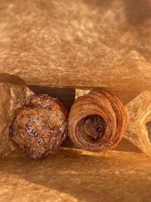 Almond and passion fruit chocolate cruffin   at Saint-Jean in Amsterdam