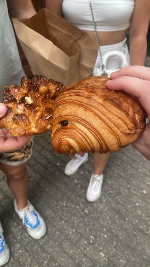 Caramel coated croissant and a pain au chocolate  at Saint-Jean in Amsterdam