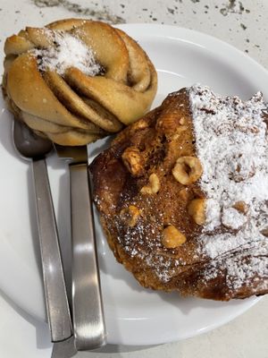Cardamon bun and choco hazelnut pastry  at Saint-Jean in Amsterdam