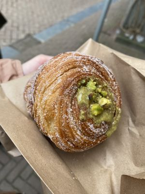 Pistachio cruffin  at Saint-Jean in Amsterdam