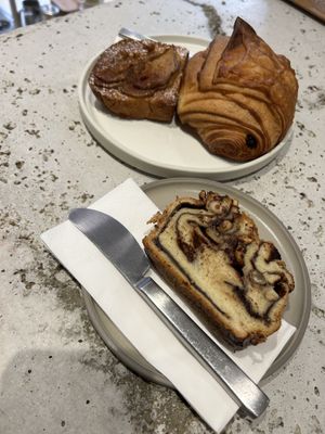 Chocolate & hazelnut babka brioche, Chocolate croissant and Babka apple? (not sure)  at Saint-Jean in Amsterdam