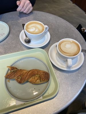 Cappuccino and Danish and rosemary twistt  at Saint-Jean in Amsterdam