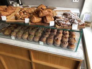 Counter with various vegan pastries  at Saint-Jean in Amsterdam