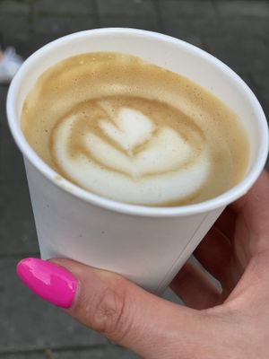 Cappuccino to go, as I had to sit outside on someone’s porch...  at Saint-Jean in Amsterdam