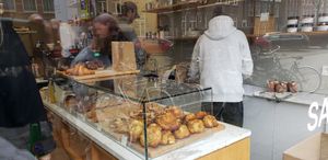 Interior seen through store window at Saint-Jean in Amsterdam