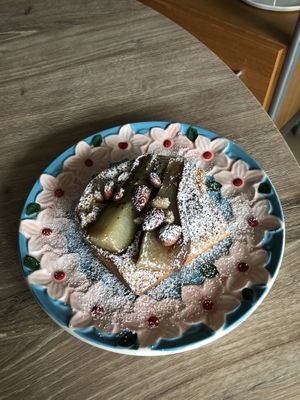 Pear Hazelnut Bostok (€4,20); the powdered sugar obviously dissolved so I added it myself.  at Saint-Jean in Amsterdam