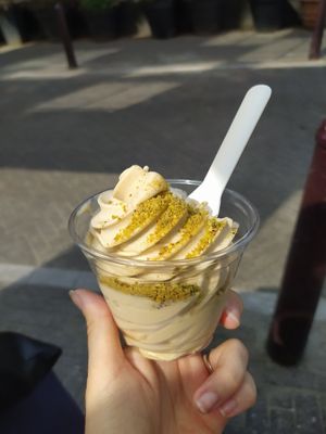 Salted pistachio soft serve at Saint-Jean in Amsterdam