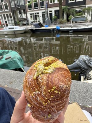 Pistachio cruffin (amazing!!)  at Saint-Jean in Amsterdam