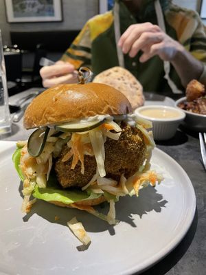 Vegan chicken sandwich  at Earthen  in Brooklyn