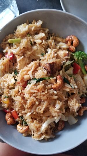Vegan fried rice at Earthen  in Brooklyn