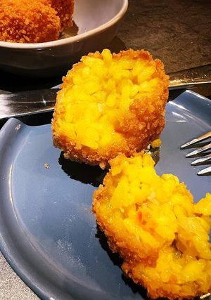 Saffron arancini. at Earthen  in Brooklyn