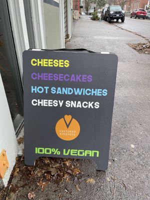 outside signage  #Veganuary at Cultured Kindness Vegan Cheese Shop in Portland