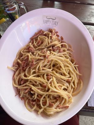 vegan carbonara  at Happy Italy  in Tilburg