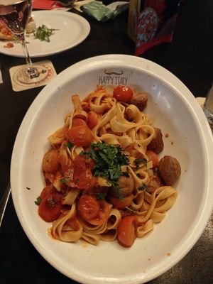 Vegan meatballs pasta at Happy Italy  in Tilburg