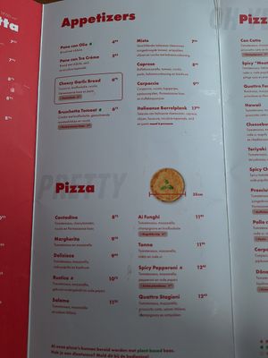 Menu from July 2024 at Happy Italy in Venlo