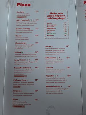 Menu from July 2024 at Happy Italy in Venlo