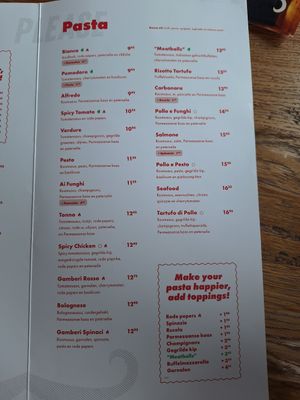 Menu from July 2024 at Happy Italy in Venlo