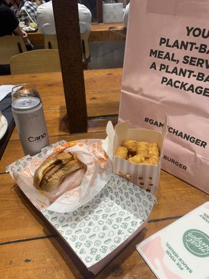 Cheez Burguer and tater tots  at Neat Burger - Stratford in East London