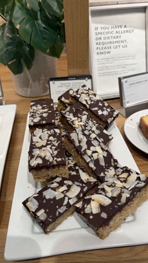 Toasted coconut and dark chocolate flapjack  at Red Coat Cafe in Edinburgh