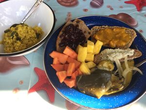 Super yummy breakfasts!  at Volcan Laguna  in Santa Maria Del Oro