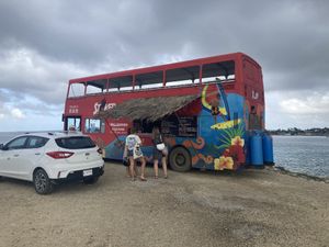 Cool truck with seating upstairs at Stoked Food Truck in Kralendijk