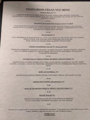 Vegetarian/Vegan Menu at Stagecoach in Elk Grove