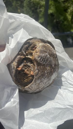 Hojicha (roasted green tea) espresso bread filled with pecans  at Tokyo Vegan Bakes in Tokyo