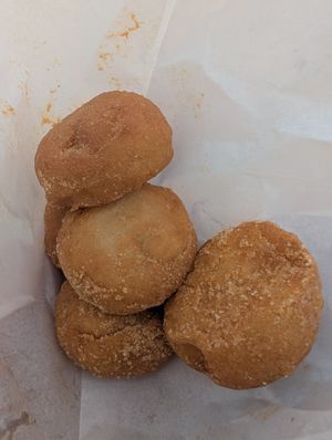 Donut holes covered in kinako at Tokyo Vegan Bakes in Tokyo