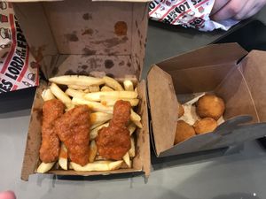 Mac n cheese balls, buffalo wings and classic fries at Lord of the Fries in Christchurch