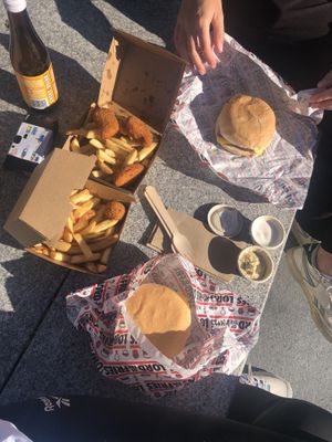 Munch boxes with Macncheeese balls and two burgers  at Lord of the Fries in Christchurch