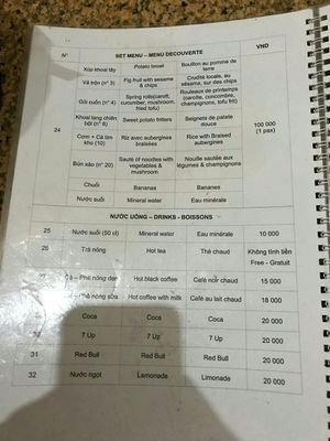 Menu#4 at Tinh Tam - Minh mang in Hue