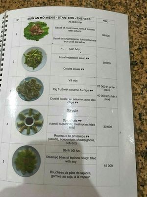 Menu#6 at Tinh Tam - Minh mang in Hue