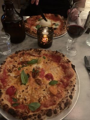 Vegan cheese margarita with added cherry tomato. Bellissimo!    at Somedays Pizza in Noosa Heads